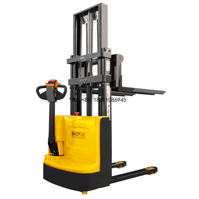 Hydraulic Car Lift - รถยกไฟฟ้าแบบเดินตาม 2 ตัน รถยกซ้อนกึ่งไฟฟ้าขนาดเล็ก ระบบไฮดรอลิกยกอัตโนมัติ
